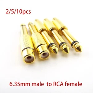 2/10x 6,35 mm conector adaptador de audio AV enchufe 1/4" macho mono enchufe a 6,5 mm RCA hembra - Imagen 1 de 5