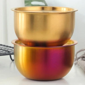 Gold Noodle Bowl Metal Small Stew Bowl Stainless Steel Soup Bowl - Picture 1 of 12