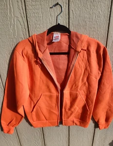 Vintage Sno King Bright Orange Full Zip Hoodie Size Medium - Picture 1 of 5