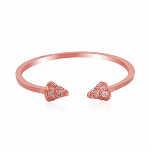 Genuine Diamond Spike Cuff Ring 18k Rose Gold Jewelry Gift for Women Size 7 - Picture 1 of 5