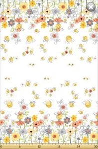 49 Zoll L x 43 Zoll B Rest Susybee SWEET BEES doppelter Rand Quilt Stoff #SB20361-100 - Bild 1 von 1