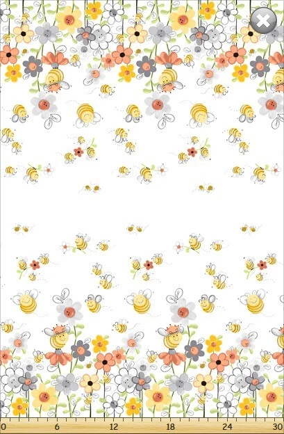 Susybee SWEET BEES Double Border Quilt Fabric ~Sold by 1/2 yd #SB20361-100 - Image 1 of 1