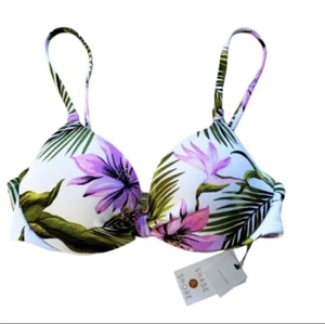 White Lilac Bikini Top Bra 32B Plunge Underwire Lightly Lined Swimwear NWT - Picture 1 of 11