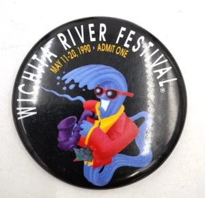 1990 Kansas Event Wichita Riverfest Wichita River Festival Button Pinback - Picture 1 of 5