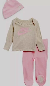 NIKE Sportswear Baby Girl’s Bodysuit Shirt & Pants Outfit, 3-Piece Set - Picture 1 of 8
