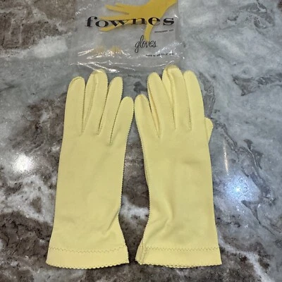 Guantes Fownes Vintage Cuero Amarillo Hilados Nylon Talla 6 Años 50 Foto 1 de 4