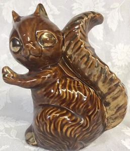 Cameron Clay Pottery Gold Tones  Squirrel Planter Vase 10" Tall Vintage - Picture 1 of 10