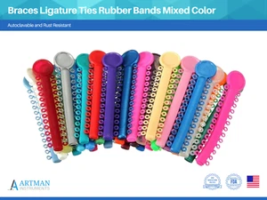 Brackets de ortodoncia dental ligaduras bandas elásticas de goma color mixto ARTMAN - Imagen 1 de 7