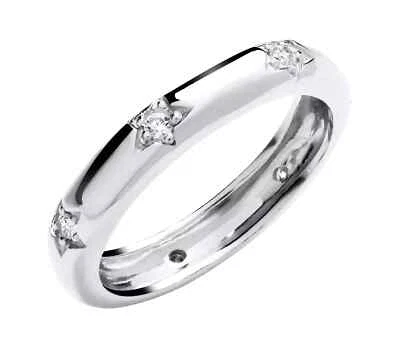 Anillo de eternidad completo estrella de diamantes simulados corte redondo de 1,10 quilates enchapado en oro blanco de 14 quilates Foto 1 de 4