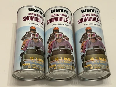 Quantidade 3 - Lata de óleo de snowmobile vintage dos anos 1970 Wynn’s 1 pinta 16 oz COMPLETA - aba de puxar - Imagem 1 de 4