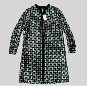 Nautica Shirt Dress Womens 12 Blue Green Geometric Pattern (No Gold Belt) - Picture 1 of 9