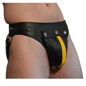 AW-514 Genuine Leather Jockstrap/Leather Briefs, Leather String Jockstraps, Leather Underpants - Picture 1 of 9