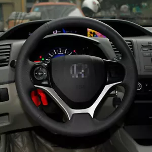 New Anti Slip Black Leather Steering Wheel Stitch on Wrap Cover For Honda Civic - Picture 1 of 12