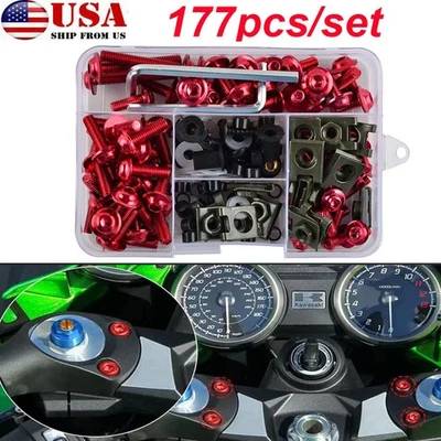 Kit de 177 tornillos de parabrisas de motocicleta M5 M6 sujetadores de aluminio pernos de carenado Foto 1 de 4