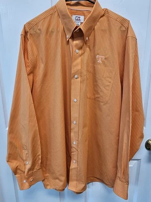 Tennesse Volunteers Cutter & Buck Orange and White Stripe Button Up Shirt XL - Image 1 of 4