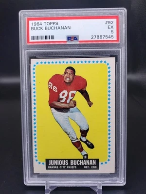 1964 Topps Junious Buck Buchanan novato radiocontrol Kansas City Chiefs 92 PSA 5 Foto 1 de 2