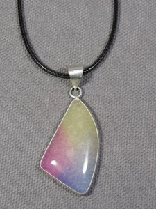 Rainbow Quartz Pendant on an 18" Black Cord (New)  1.75" Long with Large Bale - Picture 1 of 5