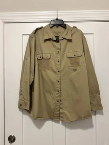 Lauren Ralph Lauren Womens Safari Outfitters Khaki Long Sleeve Size 3X Vintage - Imagen 1 de 8