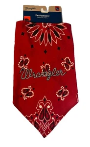 Wrangler Red Paisley Dog Pet Bandana Cowboy Costume Accessory M/L 14"-24" Neck - Picture 1 of 9