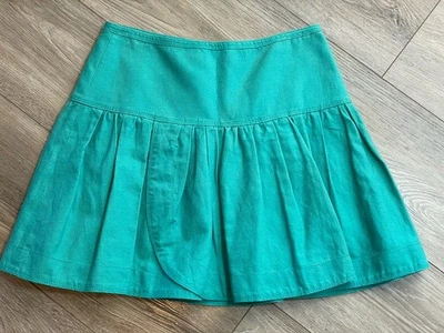 Minifalda plisada línea A J.Crew talla 2 verde azulado algodón mezcla de lino cintura alta preppy Foto 1 de 4