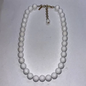Vintage Monet White Disco Ball Beaded Necklace Gold Tone signed 18" in - Picture 1 of 3
