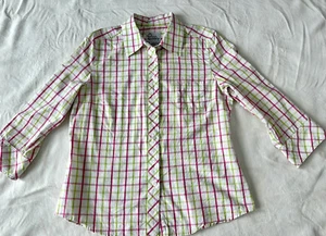 LILLY Pulitzer Women Plaid Button Up Shirt Size 8 100% Cotton 3/4 Sleeve - Picture 1 of 9