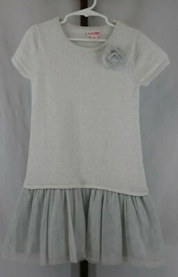 OshKosh Genuine Kids Girls Silver Metallic Short Sleeve Party Dress Size 5T - Image 1 of 4