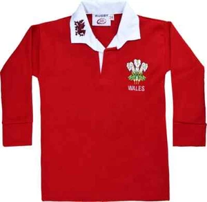 Childrens Wales Rugby Shirt Unisex Full Sleeve Size 3 months to 13 Yrs. - Picture 1 of 2