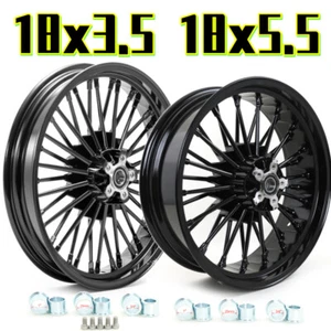 18X3.5 18X5.5 Fat Spoke Wheels Set for Harley Dyna WIDE GLIDE FXDWG Fat Bob FXDF - Picture 1 of 12