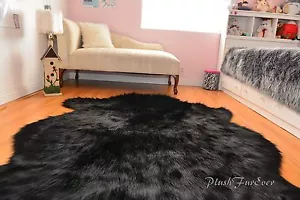 Alfombra de piel de oveja Flokati guardería oso negro imitación piel alfombra para bebé hogar EE. UU. - Imagen 1 de 3