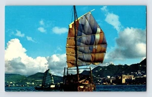 Postal avión Pan Am American Airways puerto de Hong Kong años 50 cromo sin publicar - Imagen 1 de 2