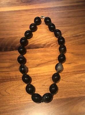 VTG Oscar de la Renta Statement Necklace Large Black Brown Lucite Beads - Signed - Image 1 of 4