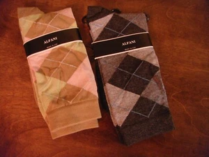 2 lot Alfani usa made sock 9-11 black grey tan green pink multi color NEW - Picture 1 of 3