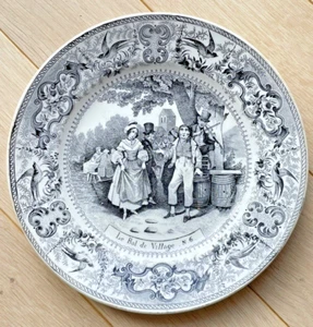 Assiette Parlante Ancienne Le bal de Village n°6 Choisy le roi - Imagen 1 de 2