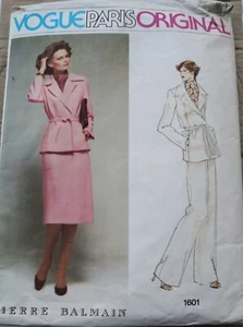 VOGUE PARIS ORIGINAL PATTERN for JACKET, SKIRT & PANTS by BALMAIN - Picture 1 of 4