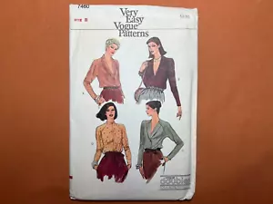 Vogue Sewing Pattern 7460 Misses Blouse Size 8 10 12 Cut Complete to Size 12 - Picture 1 of 3