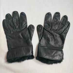 LANVIN COLLECTION Mens Genuine Leather Gloves in Black - Picture 1 of 9