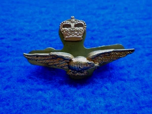 EARLY ERII ROYAL AIR FORCE OFFICERS GILT SIDE CAP BADGE + PLATE, SCREW FIXINGS - Picture 1 of 3