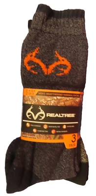 Realtree Heavyweight Thermal Socks.  Pack of 3 pairs.  Navy, Black, Gray  NEW - Image 1 of 3