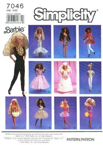 SIMPLICITY VINTAGE ORIGINAL SEWING PATTERN 7046 11½” BARBIE FASHION DOLL CLOTHES - Picture 1 of 8