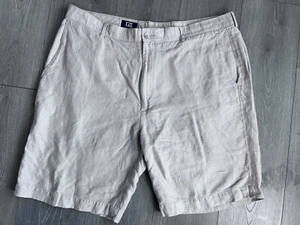 Men's Cutter and Buck Brown and Ivory Checkered Linen Blend Shorts Size 40 - Picture 1 of 3