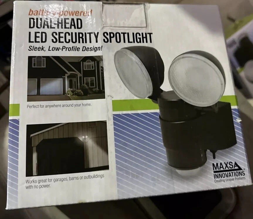 Maxsa 43218RS Battery-Powered Motion-Activated Dual-Head LED Spotlight, Black - Image 1 of 1