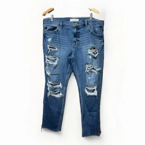 Kancan Women's Jeans High Rise Straight Leg Size 15/31 Distressed Ripped - Picture 1 of 8