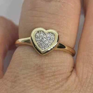 1Ct Round Cut Lab-Created Diamond Heart Shape Ring 14K Yellow Gold Plated Silver - Picture 1 of 9