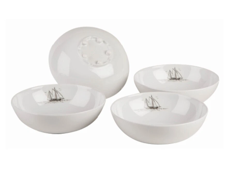 Gimex Müsli Schalenset 4-tlg SAILS 4 Personen Melamin Camping Boot Yacht weiss - Bild 1 von 1