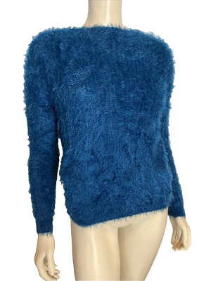 Ограниченный женщин V-образный назад пушистый свитер Cadet синий маленький новый с Ярлыками - Изображение 1 из 4