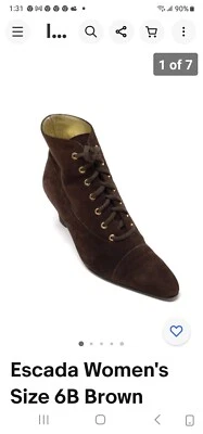 Botines Escada para mujer talla 7B marrón vintage de gamuza con cordones  Foto 1 de 4