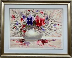 Nat Fein "Bouquet" Hand Signed & #  Framed Litho Impressionist Floral Art  New - Picture 1 of 4