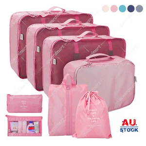 8PCS Travel Luggage Organiser Set Suitcase Storage Bags Clothing Packing Cubes - Picture 1 of 127
