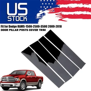 4x Black Pillar Post Trim for Dodge Ram 2009-2018 1500 2500 3500 Crew/Quad Cab - Picture 1 of 11